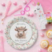 Peach Highland Cow Paper Plate Pappteller (Party)