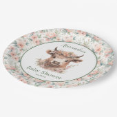 Peach Highland Cow Paper Plate Pappteller (Schrägansicht)