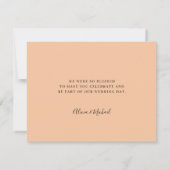 Peach Hochzeit elegante Skript Dankeskarte (Rückseite)
