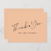 Peach Hochzeit elegante Skript Dankeskarte (Vorne/Hinten)