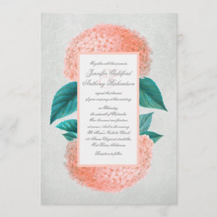Peach hydrangea Jahrgang Hochzeit Einladungen