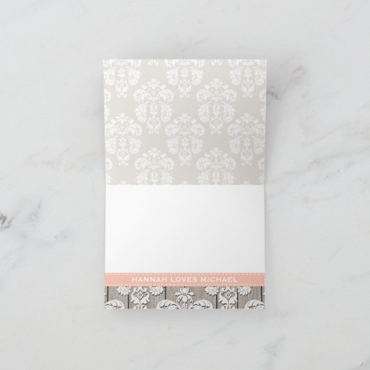 Peach Hydrangea Mit Monogramm Mason Jar DANK Dankeskarte (Innenseite)