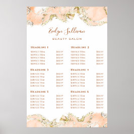 Peach ink Marble Design Preisliste Plakat