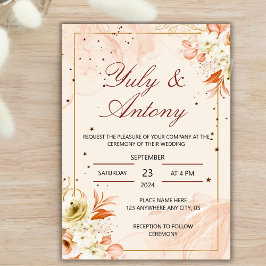 Peach Invitation boda durazno naranja claro Einladung