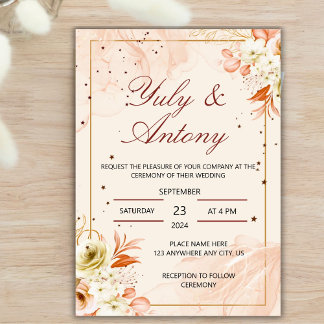 Peach Invitation boda durazno naranja claro Einladung