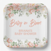 Peach Ivory Beige Neutrale Baby Dusche Pappteller (Vorderseite)