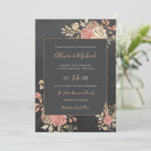 Peach Ivory Blush Moody Dark Gray Wedding Einladung (Stehend Vorderseite)