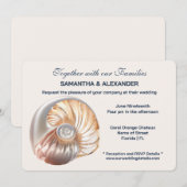 Peach Ivory Conch Shell Elegant Wedding  Einladung (Vorne/Hinten)