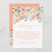 Peach Ivory Floral Brautparty Danke Karte (Vorne/Hinten)