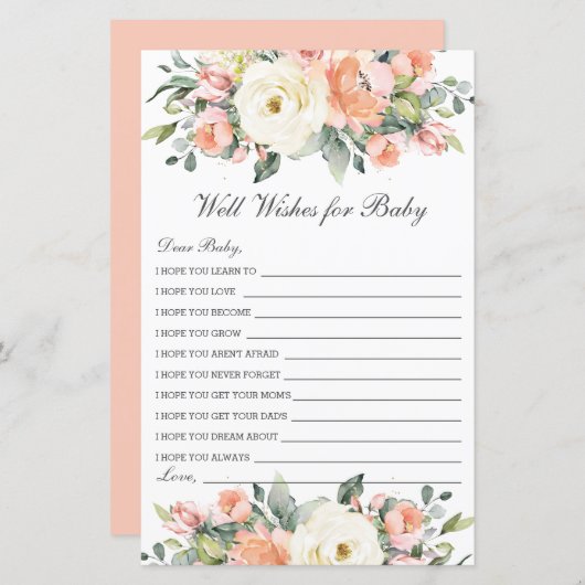 Peach Ivory Floral Well Wish for Baby Showroom (Vorne/Hinten)