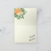 Peach Ivory Hochzeit Vintage Rose Dankeskarte (Innenseite)