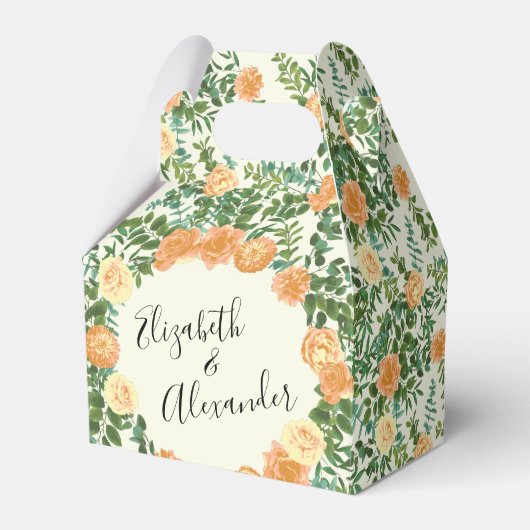 Peach Ivory Hochzeit Vintage Rose Geschenkschachtel (Vorderseite)