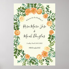 Peach Ivory Hochzeit Vintage Rose Poster