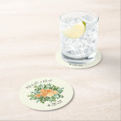 Peach Ivory Hochzeit Vintage Rose Runder Pappuntersetzer (Vor Ort)