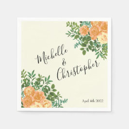 Peach Ivory Hochzeit Vintage Rose Serviette