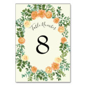 Peach Ivory Hochzeit Vintage Rose Tischnummer (Vorderseite)