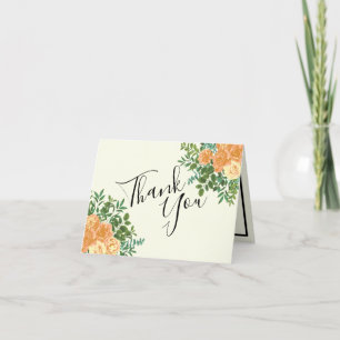 Peach & Ivory Peony Rose Floral Wedding Vielen Dan Dankeskarte
