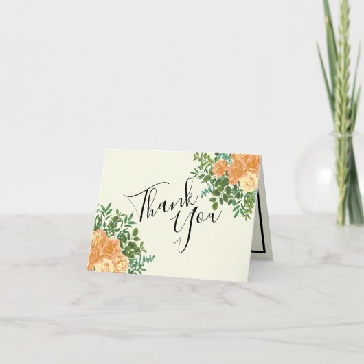 Peach & Ivory Peony Rose Floral Wedding Vielen Dan Dankeskarte (Vorderseite)