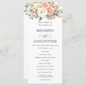 Peach Ivory White Pink Floral Wedding Programm (Vorne/Hinten)