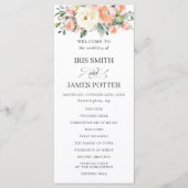 Peach Ivory White Pink Floral Wedding Programm (Vorderseite)
