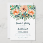 Peach Jade Aquamarin Floral Brautparty lädt ein (Vorderseite)