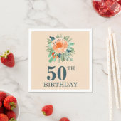 Peach Jade Aquamarin Floral Watercolor Geburtstag Serviette (Beispiel)