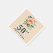Peach Jade Aquamarin Floral Watercolor Geburtstag Serviette (Ecke)