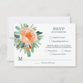 Peach Jade Aquamarin Floral Wedding RSVP Cards (Vorderseite)