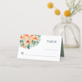 Peach Jade Aquamarin Watercolor Wedding Placecards Platzkarte