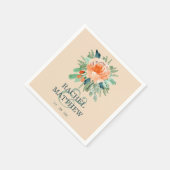Peach Jade Hochzeit mit Aquamariner Wasserfarbe Serviette (Ecke)