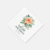 Peach Jade Hochzeit mit Aquamariner Wasserfarbe Serviette (Ecke)