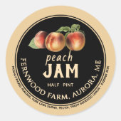 Peach Jam Jar Label Homemade Jelly Preserve Runder Aufkleber (Vorderseite)