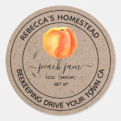 Peach Jam Kraft Paper Canning Jar Labels Runder Aufkleber (Vorderseite)