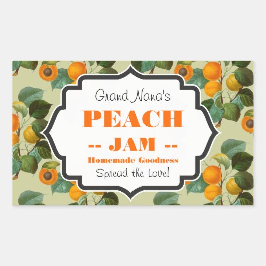 Peach Jam Label Rechteckiger Aufkleber (Vorderseite)