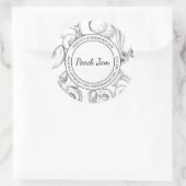 Peach Jam Sketch Modernes Label Runder Aufkleber (Tasche)