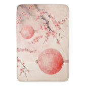 Peach Japanese Lanterns Sakura Blüten Badematte (Vorderseite Vertikal)