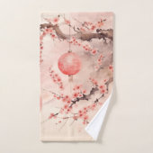 Peach Japanese Lanterns Sakura Blüten Badhandtuch Set (Handtuch)