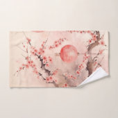 Peach Japanese Lanterns Sakura Blüten Badhandtuch Set (Handtuch)