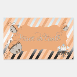 Peach Jingle Bells Strip Rectangle Sticker
