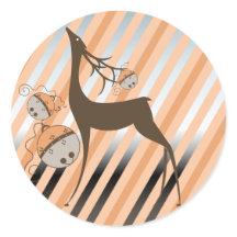 Peach Jingle Bells Strip Round Sticker