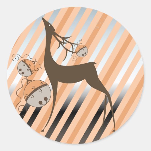 Peach Jingle Bells Strip Round Sticker (Vorderseite)