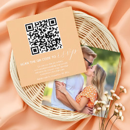 Peach Kalligrafy QR Code UAWG Foto Hochzeit im Her Begleitkarte