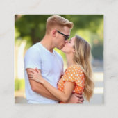 Peach Kalligrafy QR Code UAWG Foto Hochzeit im Her Begleitkarte (Rückseite)