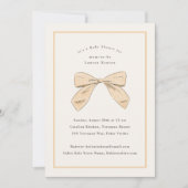 Peach Kariert Bow Elegant Baby Dusche Einladung (Vorderseite)