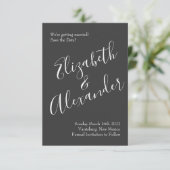 Peach Karkohle Gray Peony Rose Hochzeitstag Rett Einladung (Stehend Vorderseite)