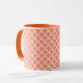 Peach Karo Muster Tasse (Vorderseite Links)