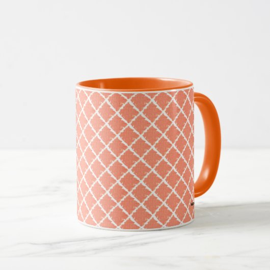 Peach Karo Muster Tasse (VorderseiteRechts)