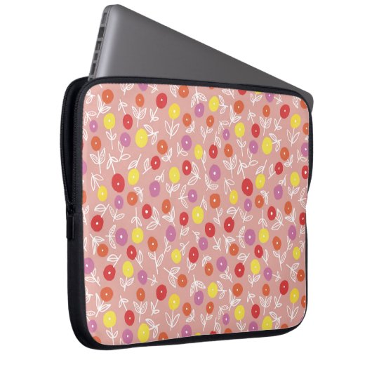 Peach Kids Floral Laptopschutzhülle (Vorne Rechts)