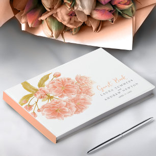 Peach Kirsche Blüte Aquarellfarben Brauerei Gästebuch