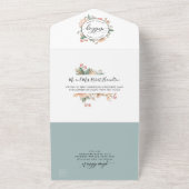 Peach Koral Botanische Hochzeitsriss Aus UAWG All In One Einladung (Außenbereich)